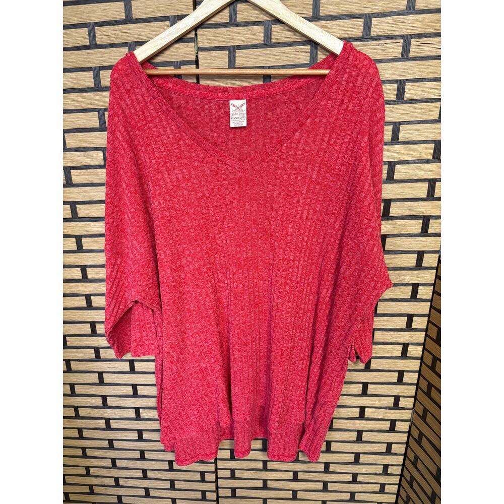 Faded Glory Red Ribbed Top Size 4X